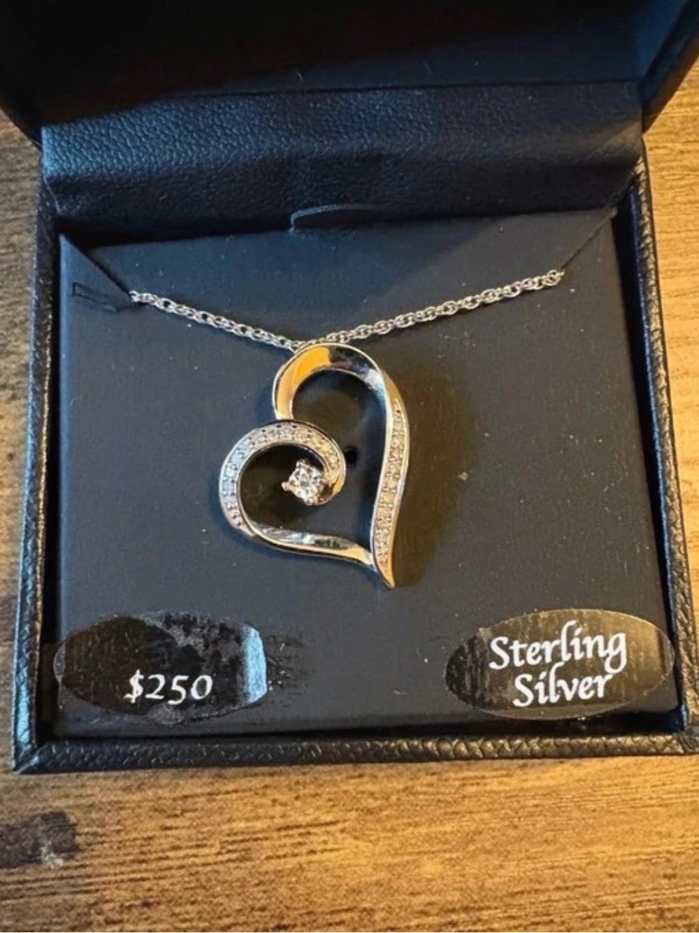Sterling Silver Heart Pendant Necklace with Accent Stone - Silver